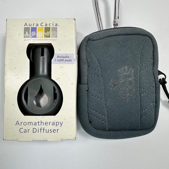 Aura Cacia Aromatherapy & Pads Car Diffuser and Aroma Tools Travel Case - Picture 1 of 7